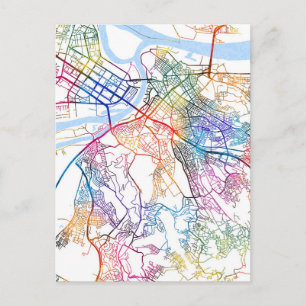 Cartão Postal Mapa da Cidade da Sérvia de Belgrado