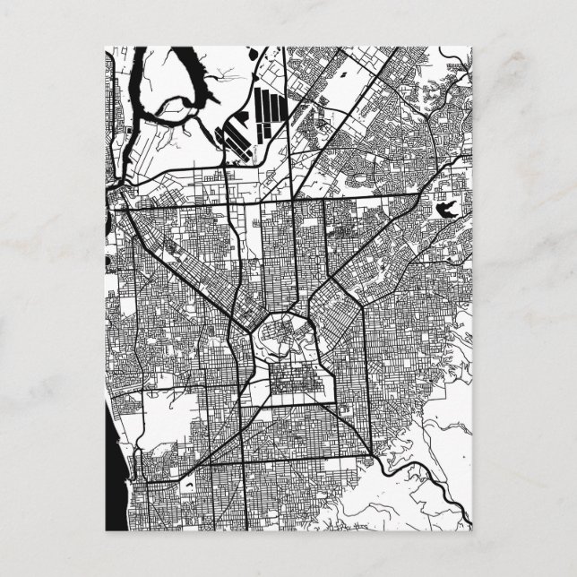 Cartão Postal Mapa da Cidade de Adelaide Austrália (Frente)