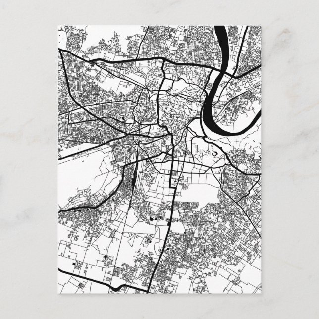 Cartão Postal Mapa da Cidade de Agra Uttar Pradesh (Frente)