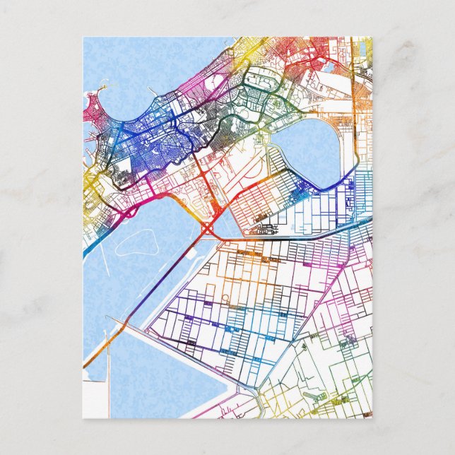 Cartão Postal Mapa da Cidade de Alexandria Egito (Frente)