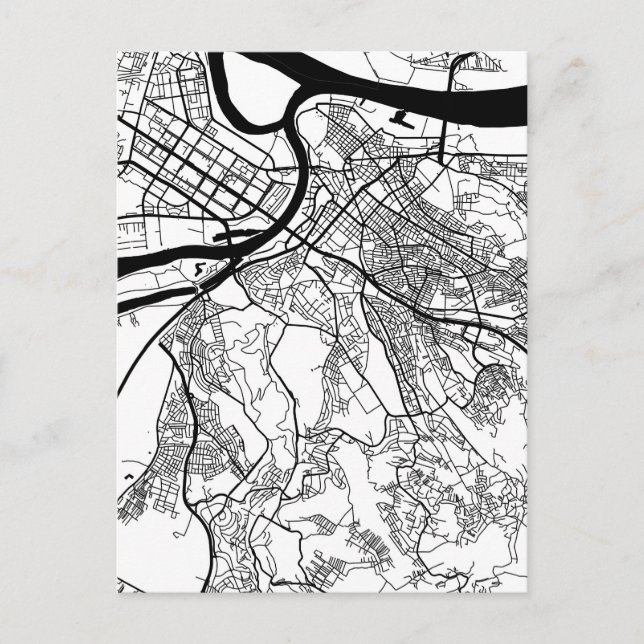 Cartão Postal Mapa da Cidade de Belgrado Sérvia (Frente)