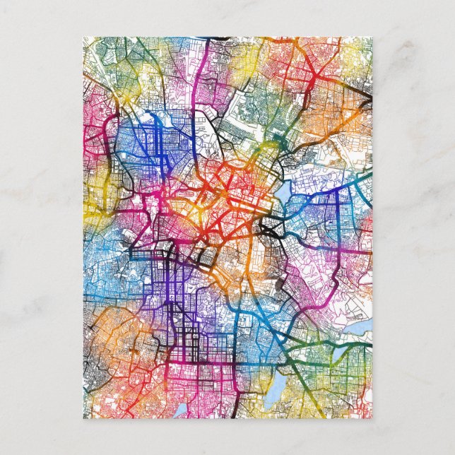 Cartão Postal Mapa da Cidade de Bengaluru Karnataka (Frente)