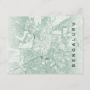 Cartão Postal Mapa da Cidade de Bengaluru na Índia com Design Mi