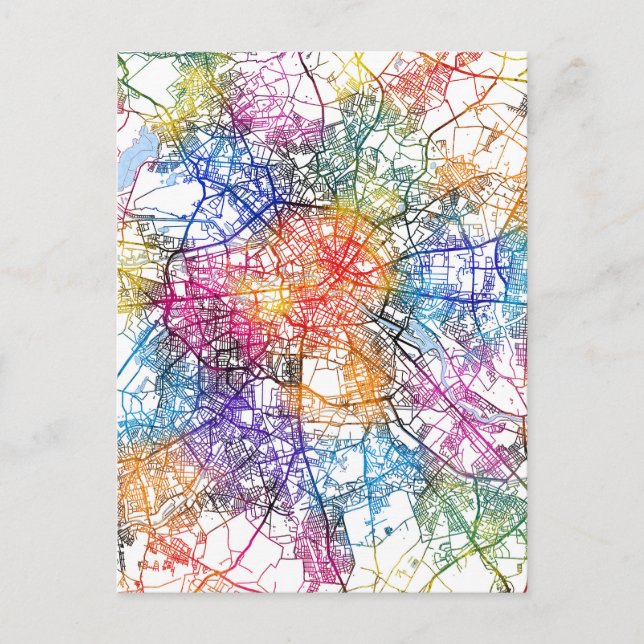 Cartão Postal Mapa da Cidade de Berlim Alemanha (Frente)