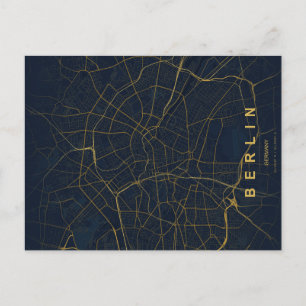Cartão Postal Mapa da Cidade de Berlim Alemanha Design Minimalis