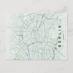 Cartão Postal Mapa da Cidade de Berlim Alemanha Design Minimalis