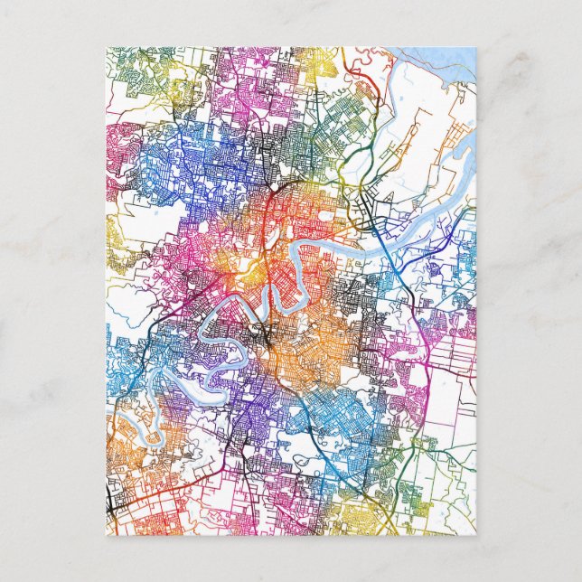 Cartão Postal Mapa da cidade de Brisbane na Austrália (Frente)