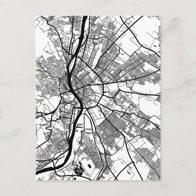 Cartão Postal Mapa da Cidade de Budapeste Hungria (Frente)