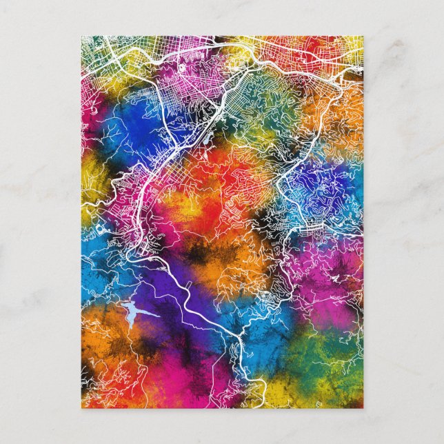 Cartão Postal Mapa da Cidade de Caracas Venezuela (Frente)