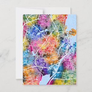 Cartão Postal Mapa da Cidade de Copenhaga Dinamarca