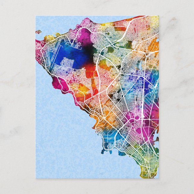 Cartão Postal Mapa da Cidade de Dakar no Senegal (Frente)