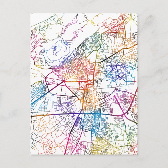 Cartão Postal Mapa da Cidade de Damasco na Síria (Frente)
