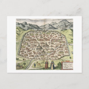 Cartão Postal Mapa da cidade de Damasco, Syria, 1620 (gravura)