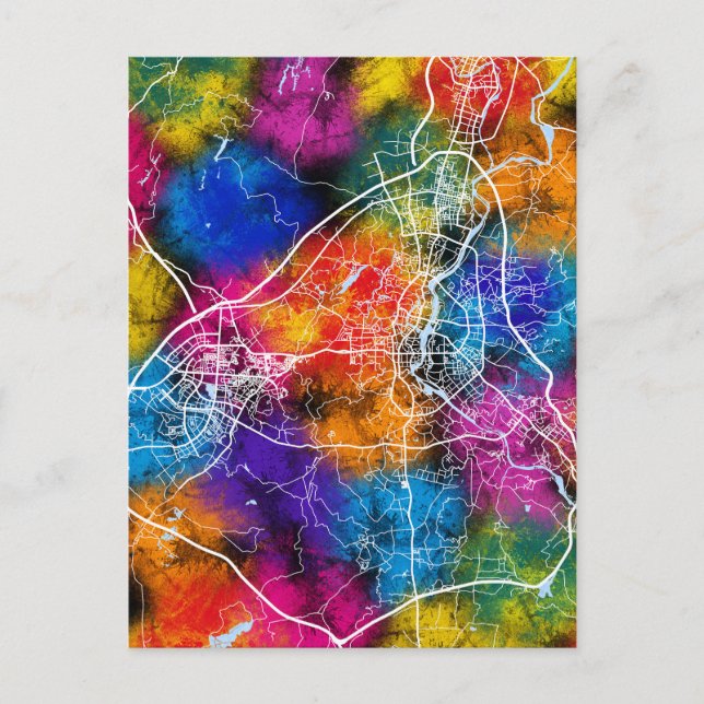 Cartão Postal Mapa da cidade de Guilin China (Frente)