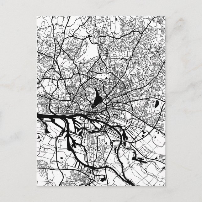 Cartão Postal Mapa da Cidade de Hamburgo Alemanha (Frente)