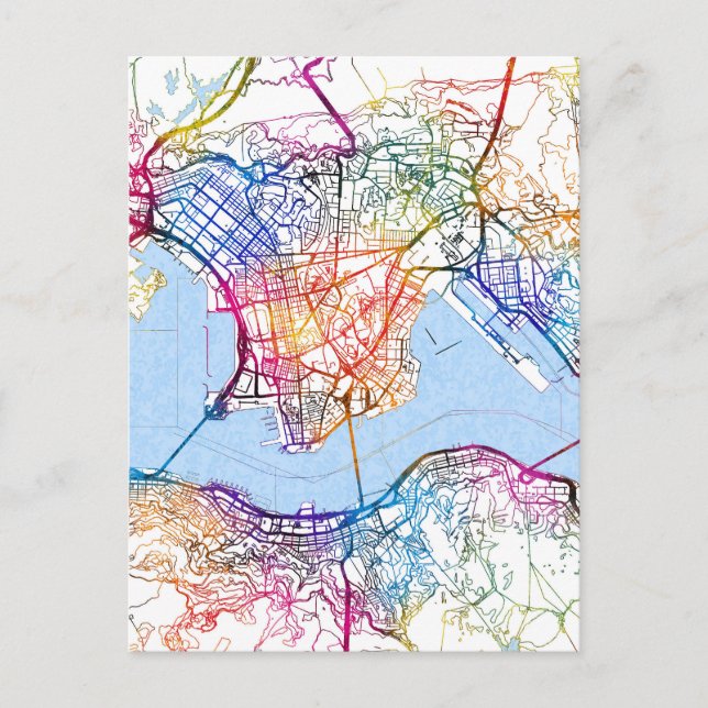 Cartão Postal Mapa da cidade de Hong Kong China (Frente)