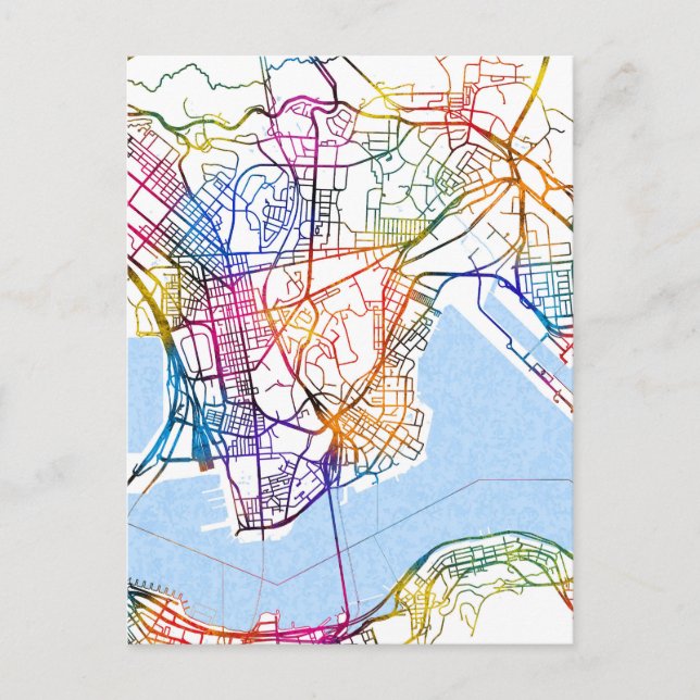 Cartão Postal Mapa da Cidade de Hong Kong do Kowloon (Frente)