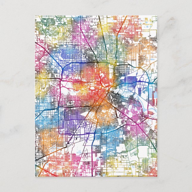 Cartão Postal Mapa da cidade de Houston Texas (Frente)