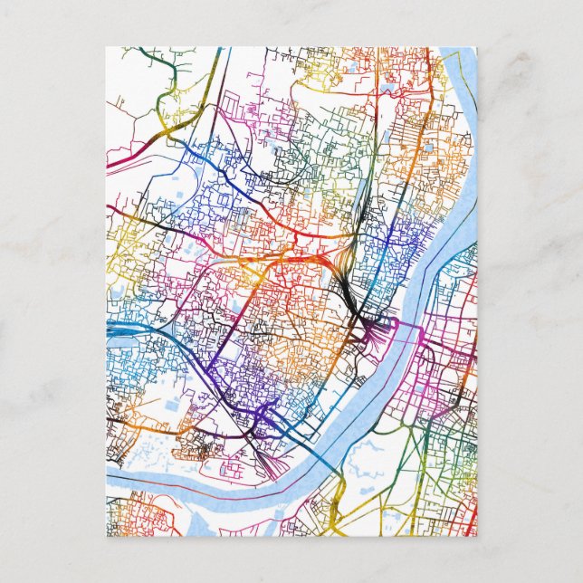 Cartão Postal Mapa da Cidade de Howrah West Bengal (Frente)