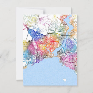 Cartão Postal Mapa da Cidade de Istambul Türkiye