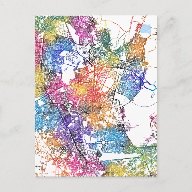 Cartão Postal Mapa da cidade de Jaipur Rajasthan (Frente)