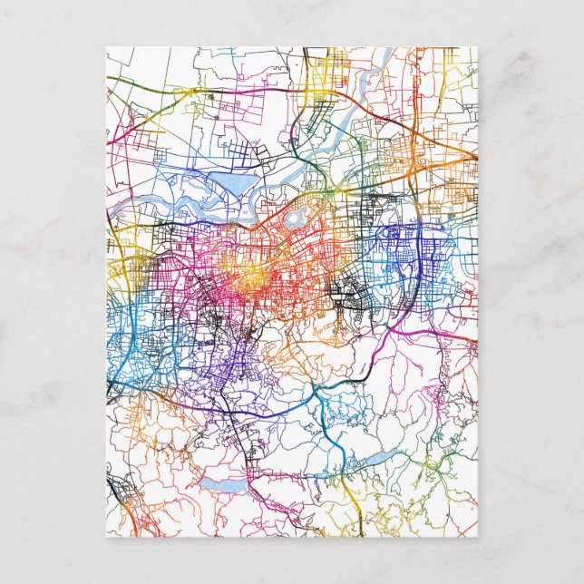 Cartão Postal Mapa da cidade de Jinan China (Frente)