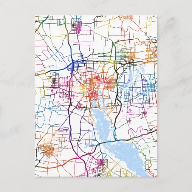Cartão Postal Mapa da Cidade de Jining China (Frente)