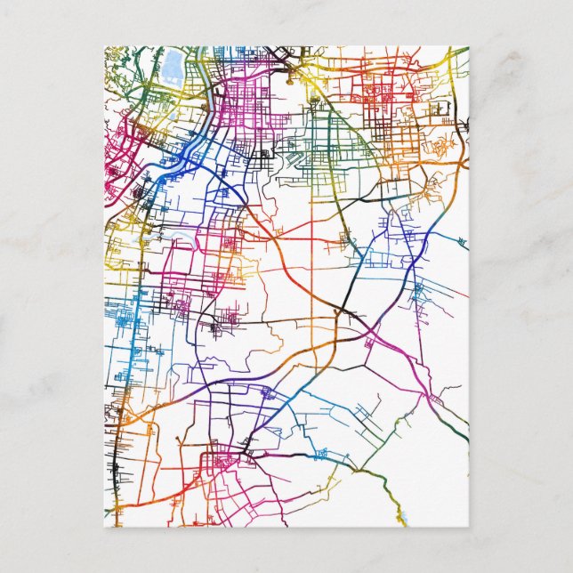 Cartão Postal Mapa da Cidade de Jinzhong China (Frente)