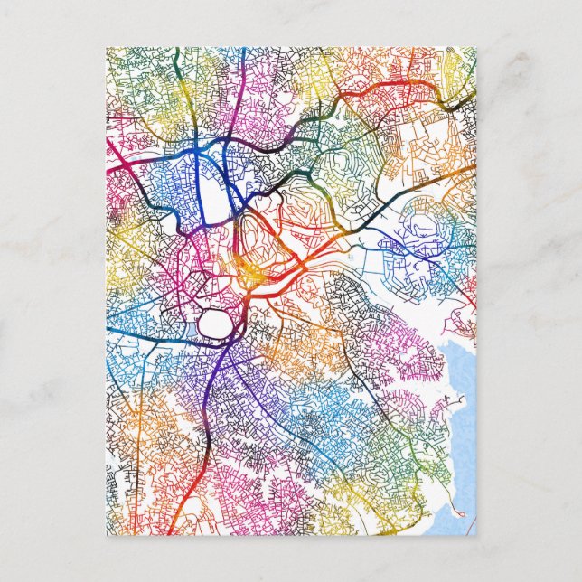 Cartão Postal Mapa da Cidade de Kampala Uganda (Frente)