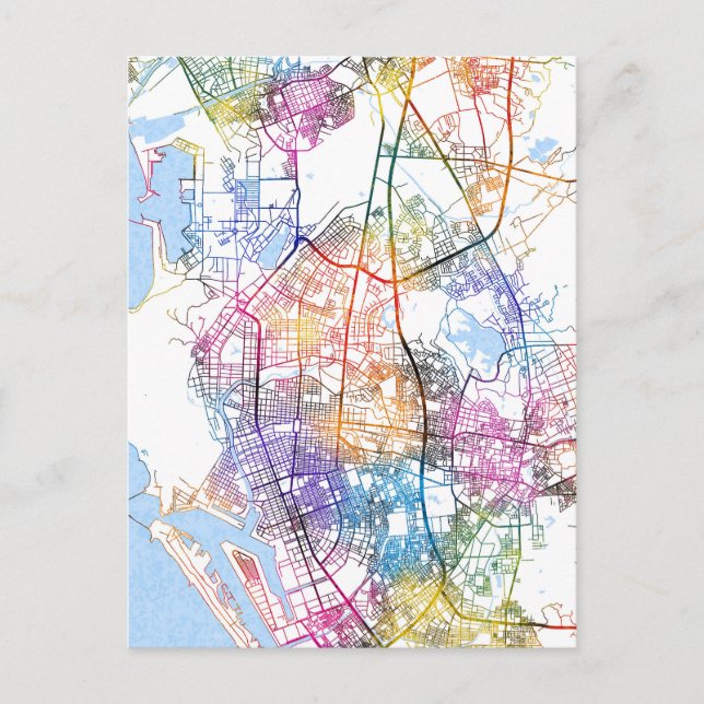 Cartão Postal Mapa da cidade de Kaohsiung em Taiwan (Frente)