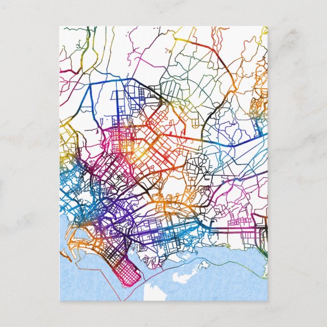 Cartão Postal Mapa da Cidade de Karachi Paquistão (Frente)