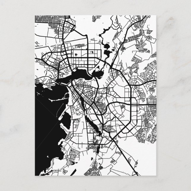 Cartão Postal Mapa da Cidade de Kazan Rússia (Frente)