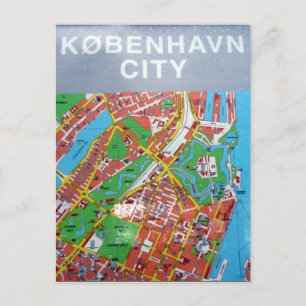 Cartão Postal mapa da cidade de københavn