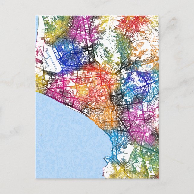 Cartão Postal Mapa da cidade de Lima no Peru (Frente)