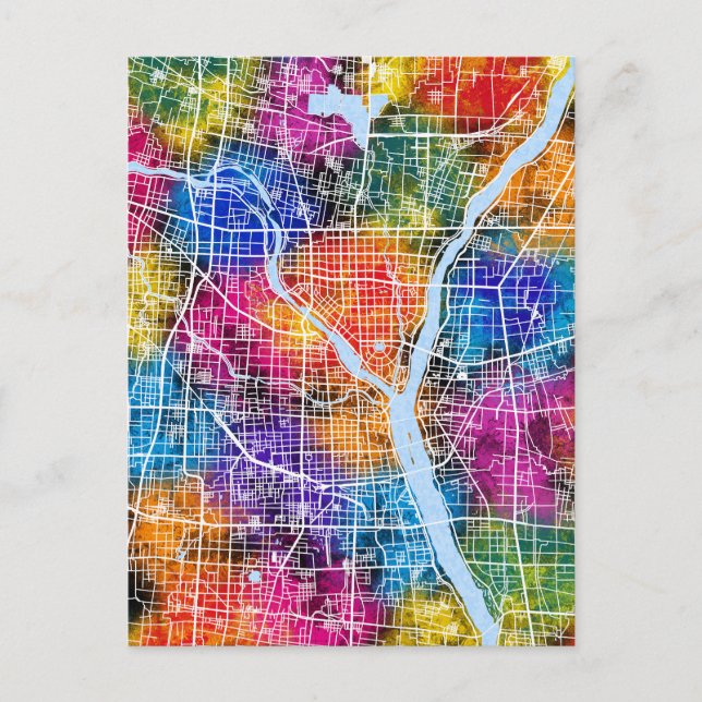 Cartão Postal Mapa da Cidade de Linyi China (Frente)