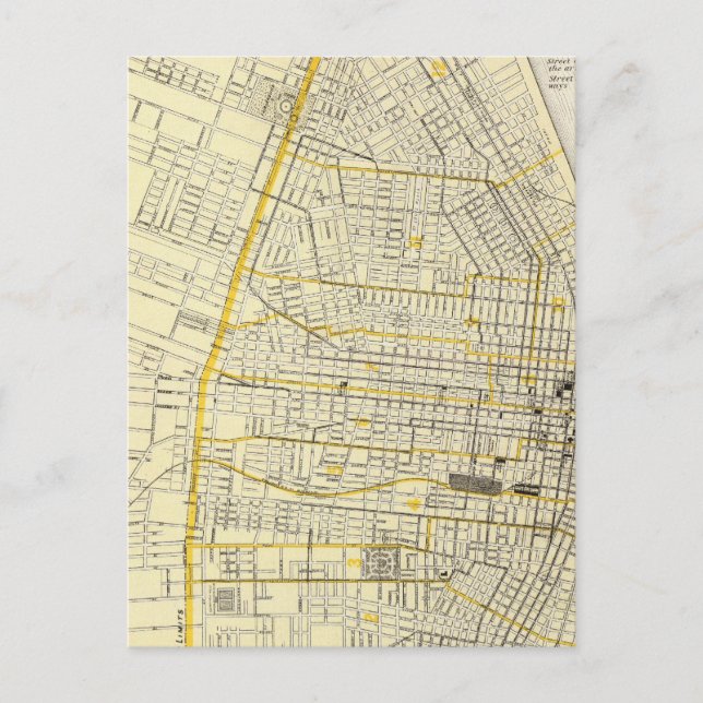 Cartão Postal Mapa da cidade de Louis Rua (Frente)