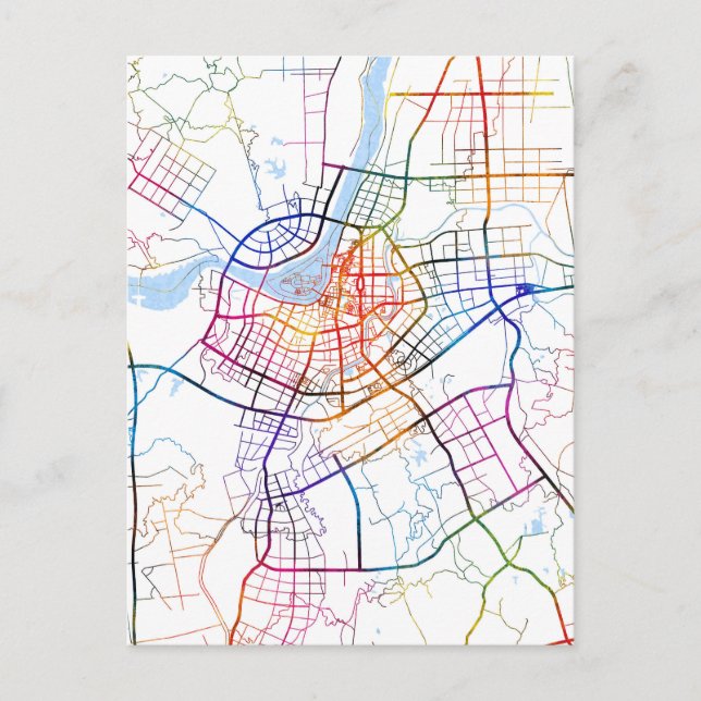 Cartão Postal Mapa da Cidade de Lu'An China (Frente)