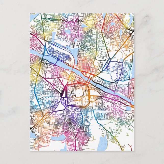 Cartão Postal Mapa da Cidade de Madurai Tamil Nadu (Frente)