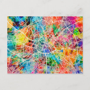 Cartão Postal Mapa da Cidade de Manchester England Street