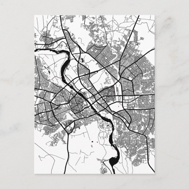 Cartão Postal Mapa da Cidade de Mossul Iraque (Frente)