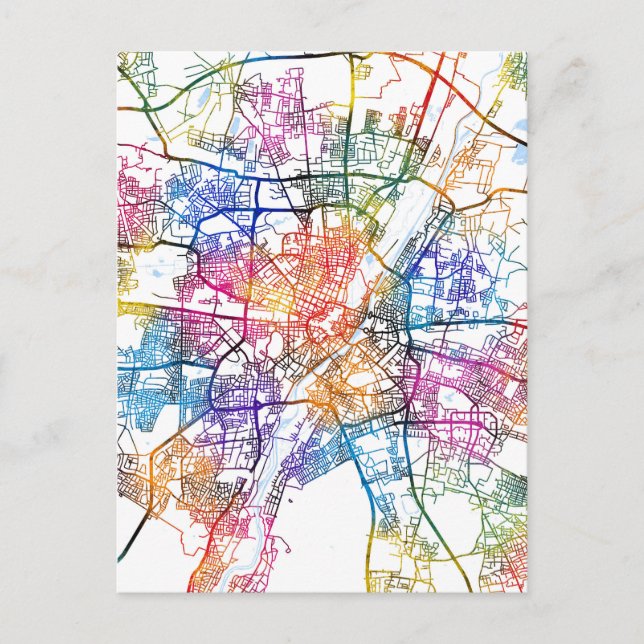 Cartão Postal Mapa da Cidade de Munique Alemanha (Frente)