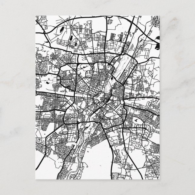 Cartão Postal Mapa da Cidade de Munique Alemanha (Frente)