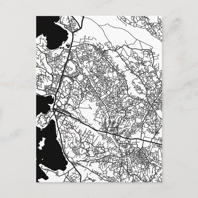 Cartão Postal Mapa da Cidade de Mwanza Tanzânia (Frente)