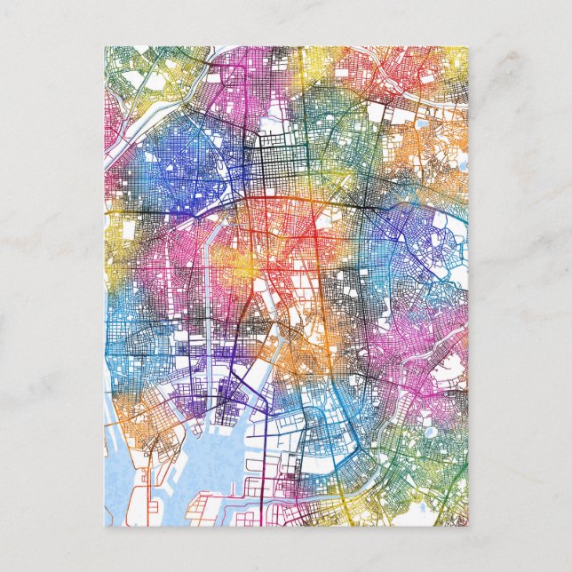 Cartão Postal Mapa da cidade de Nagoya no Japão (Frente)