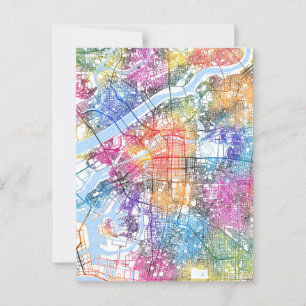 Cartão Postal Mapa da cidade de Osaka no Japão