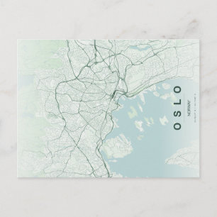 Cartão Postal Mapa da Cidade de Oslo Noruega Design Minimalista
