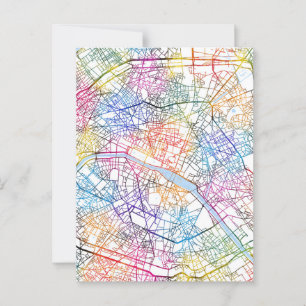 Cartão Postal Mapa da Cidade de Paris França