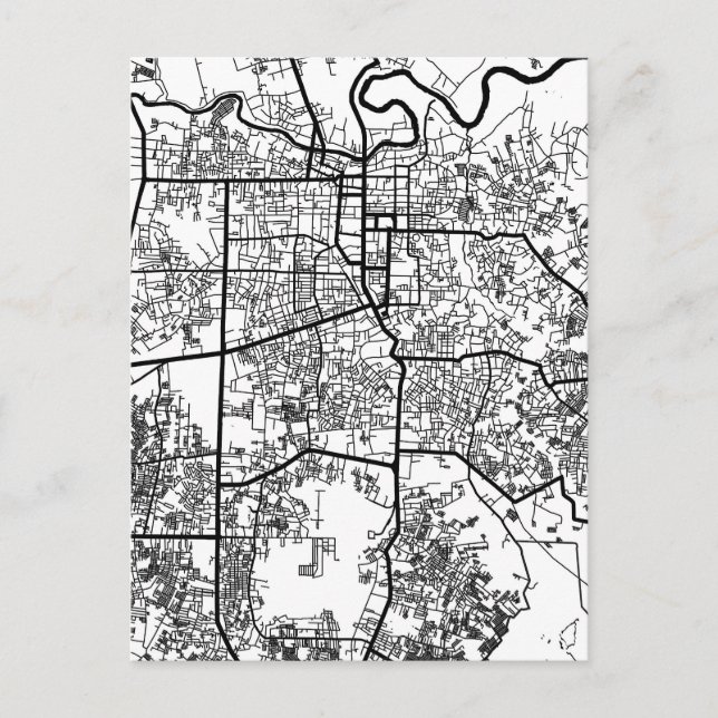 Cartão Postal Mapa da Cidade de Pekanbaru Indonésia (Frente)