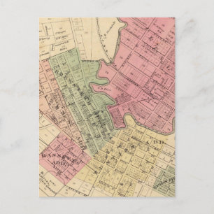 Cartão Postal Mapa da Cidade de Petaluma em 1877