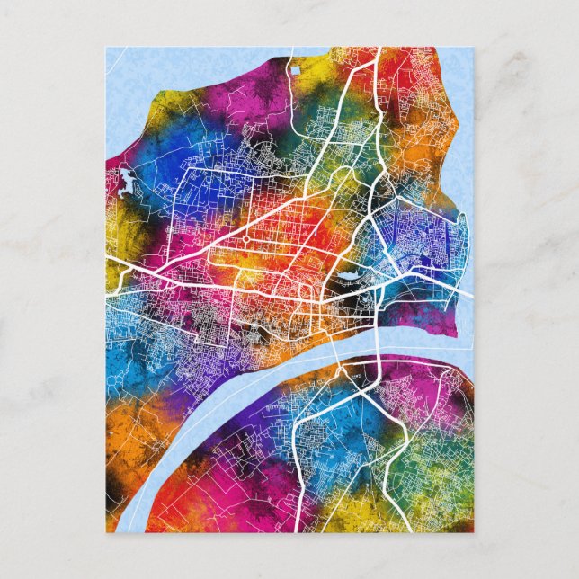 Cartão Postal Mapa da Cidade de Prayagraj Uttar Pradesh (Frente)